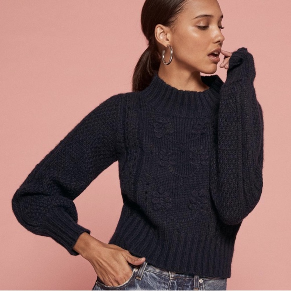 Doen x Reformation Tree of Life Sweater collab Navy XS